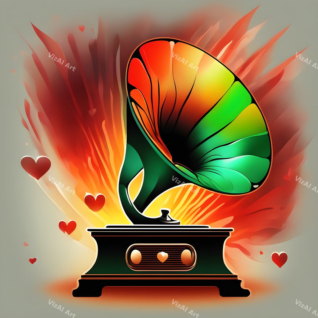 Stars & Hearts Gramophone Art — print 1