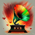 Stars & Hearts Gramophone Art — print 1