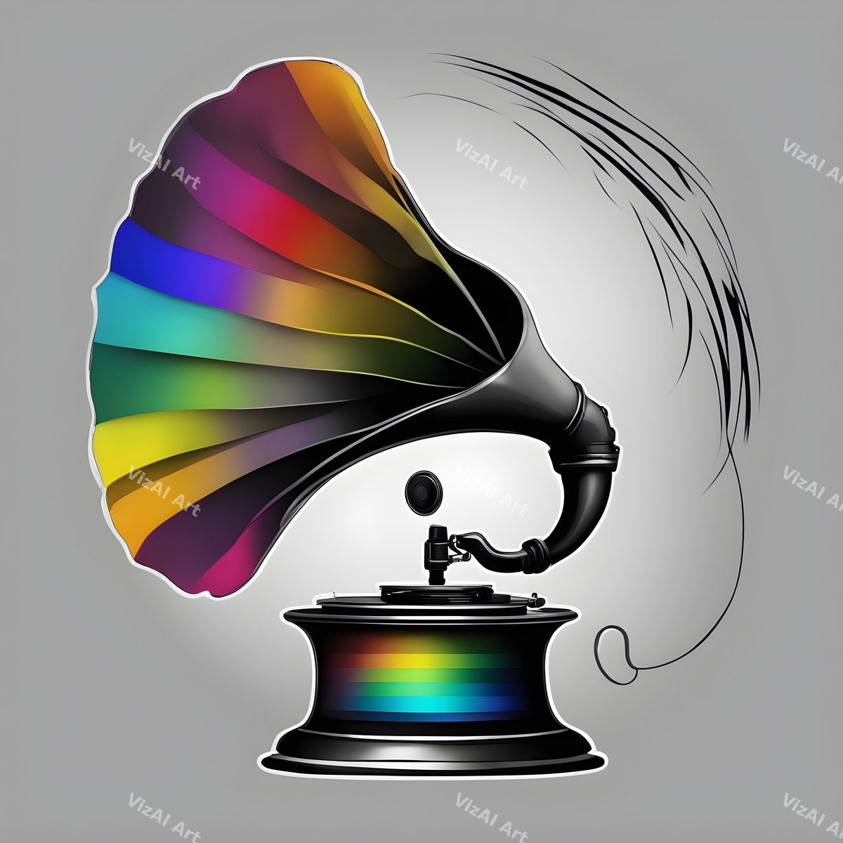 Stars & Hearts Gramophone Art — print 2