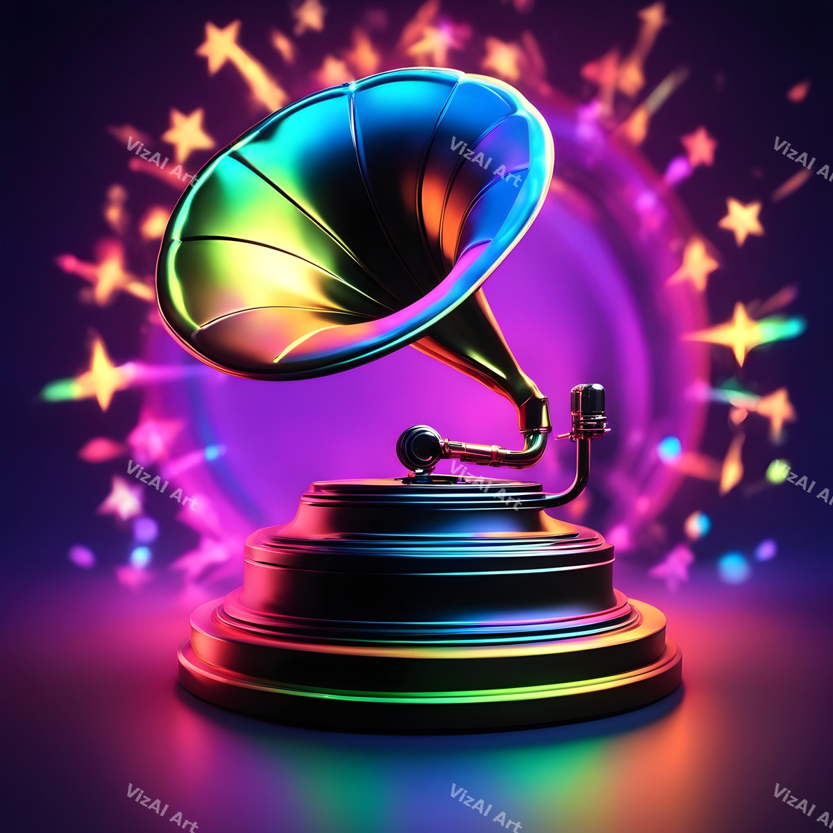 Stars & Hearts Gramophone Art — print 4