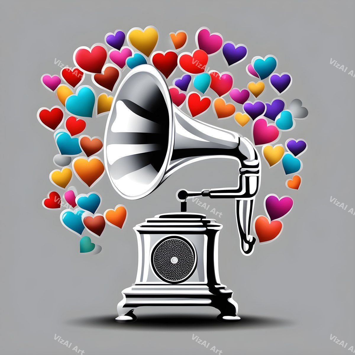 Stars & Hearts Gramophone Art — print 5