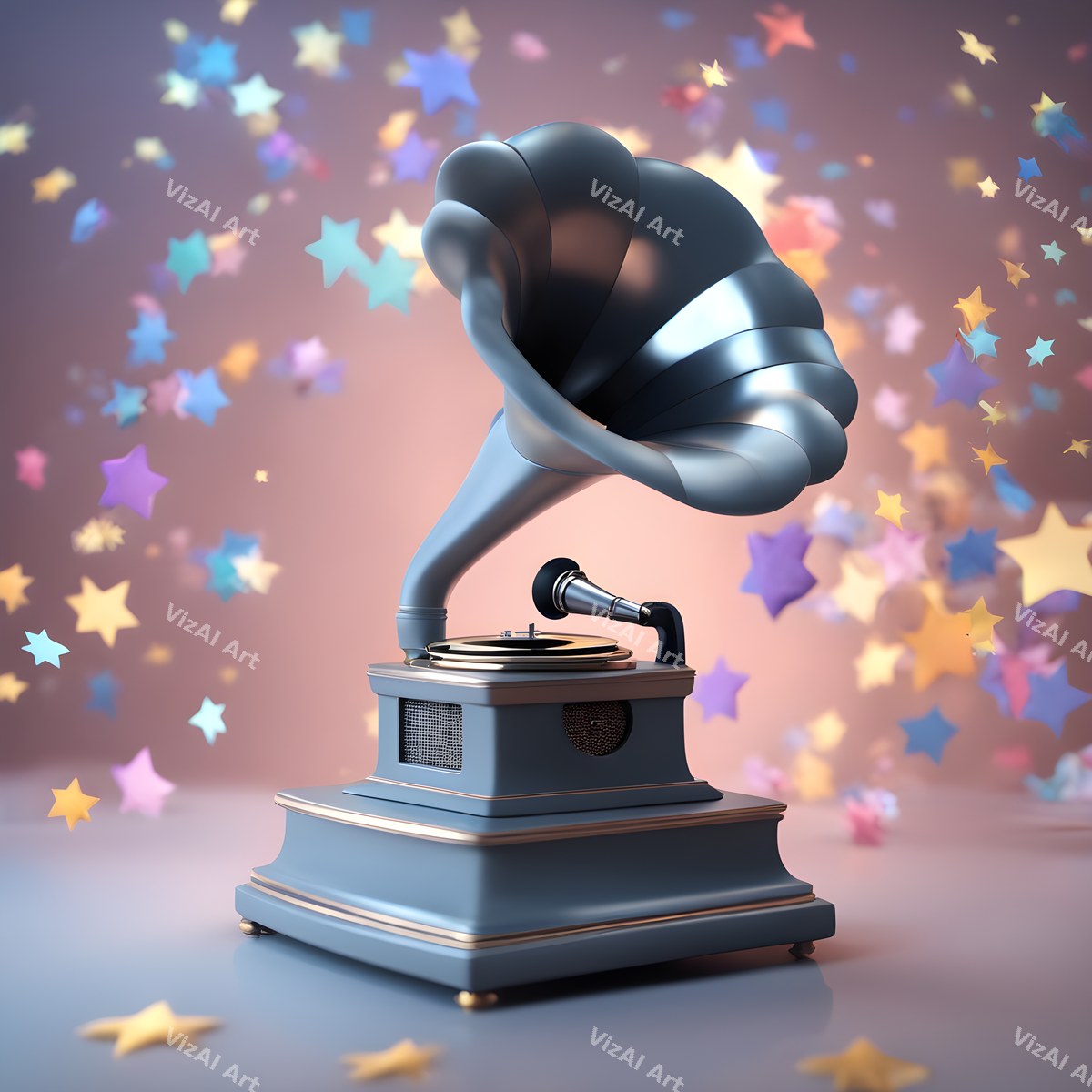 Stars & Hearts Gramophone Art — print 8