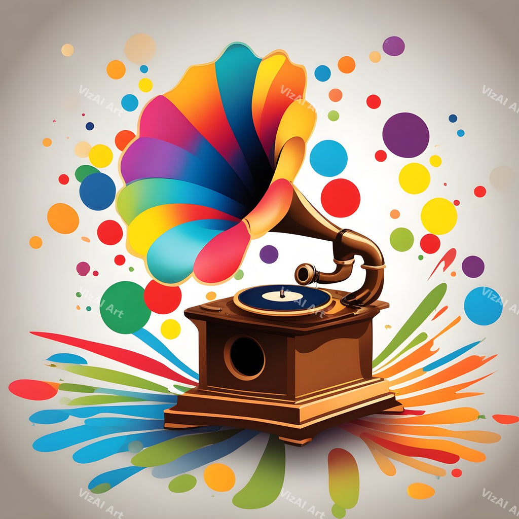 Stars & Hearts Gramophone Art — print 9