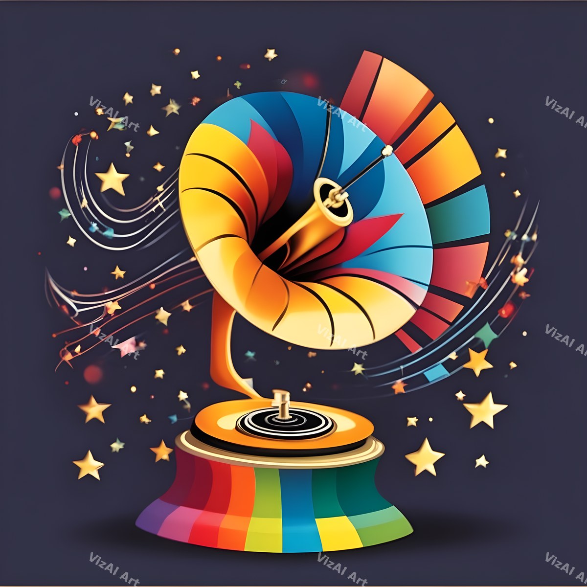 Stars & Hearts Gramophone Art — print 10