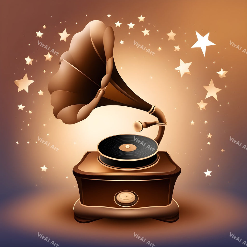 Stars & Hearts Gramophone Art — print 12