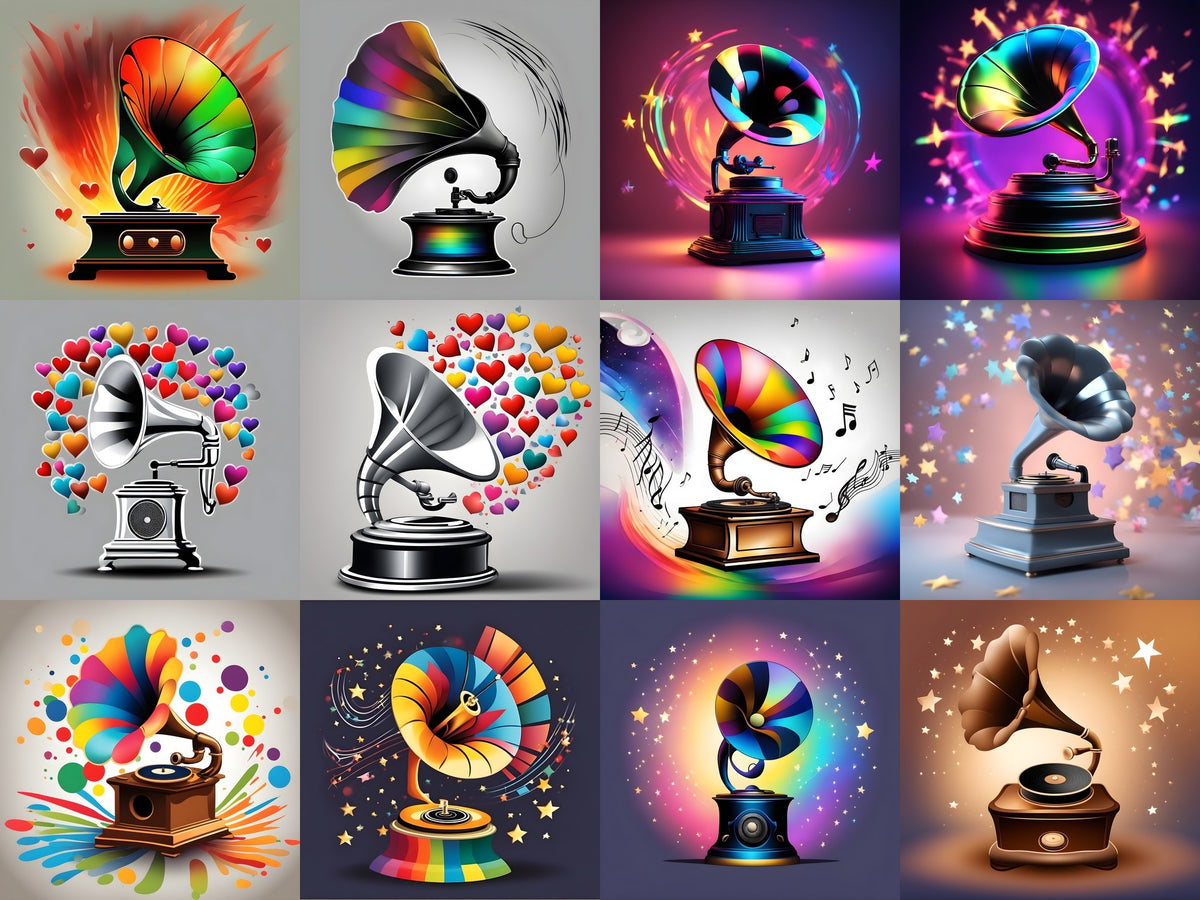 Stars & Hearts Gramophone Art — Choose Your Print