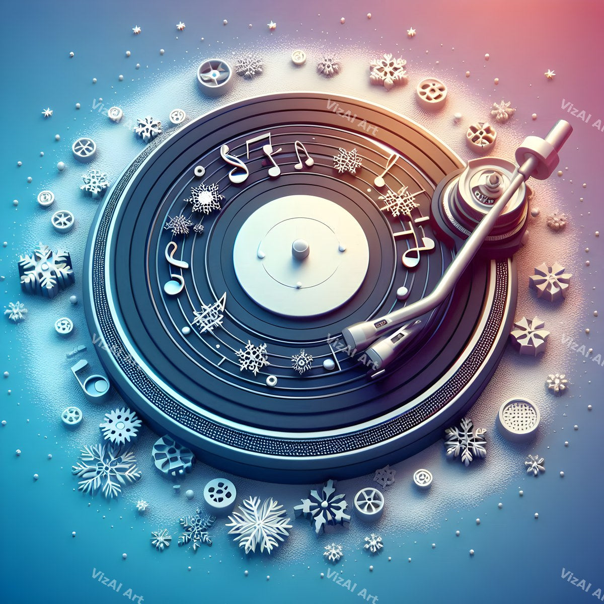 Butterflies & Music Notes Turntable Art — print 4