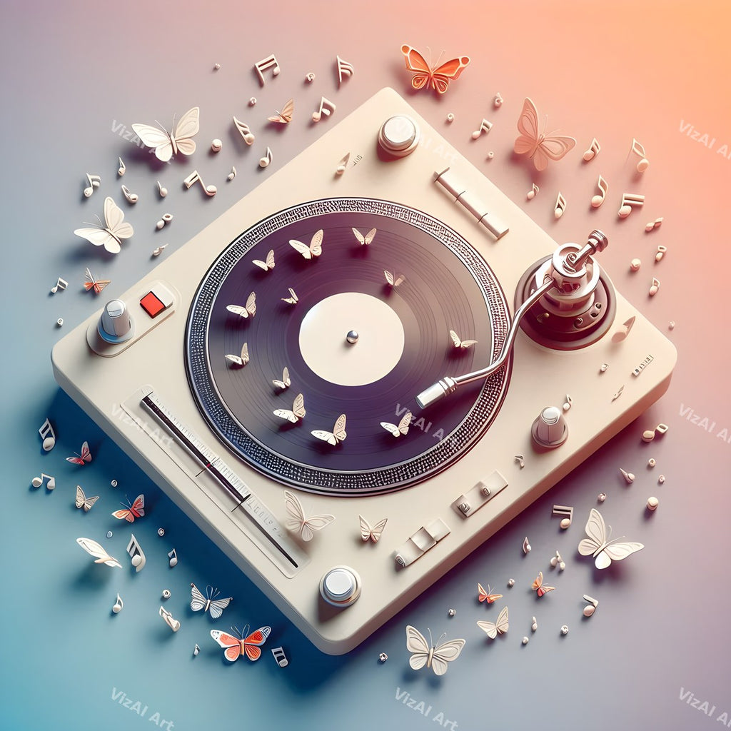 Butterflies & Music Notes Turntable Art — print 5