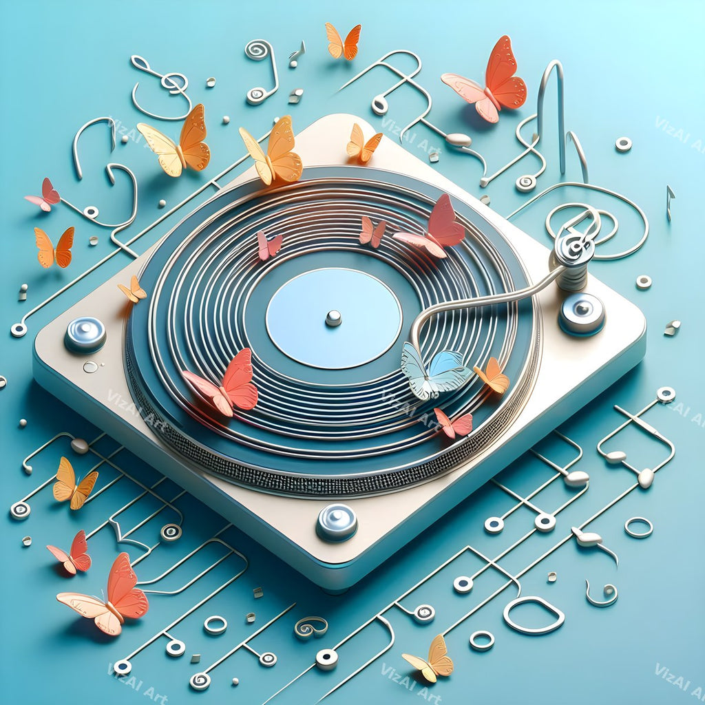 Butterflies & Music Notes Turntable Art — print 6