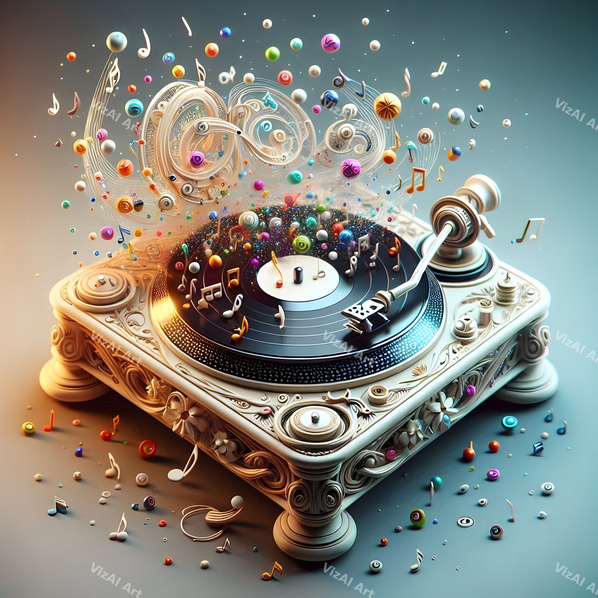 Butterflies & Music Notes Turntable Art — print 9