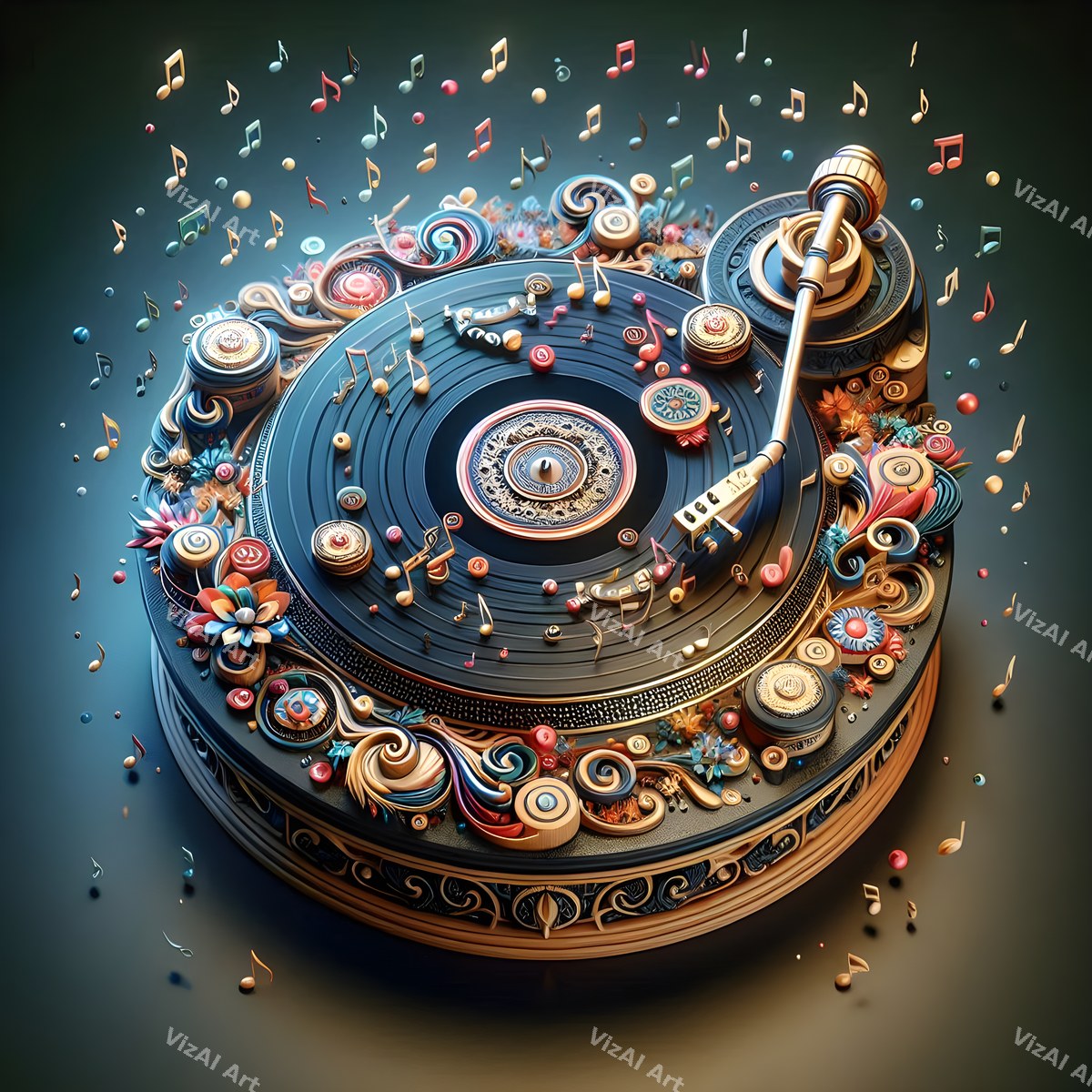 Butterflies & Music Notes Turntable Art — print 12