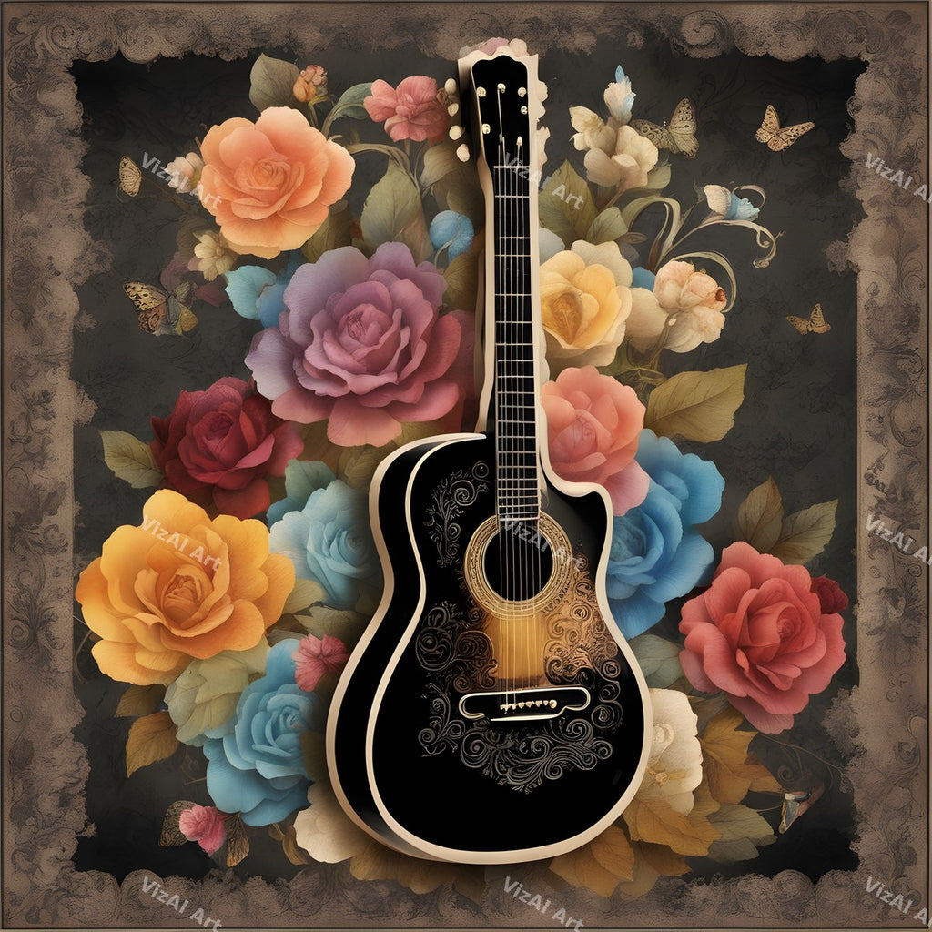 Guitar Frames & Botanicals Art — print 1