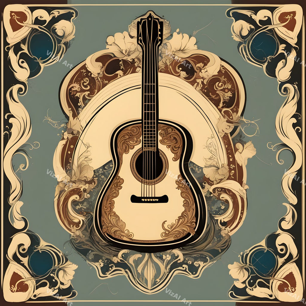 Guitar Frames & Botanicals Art — print 2