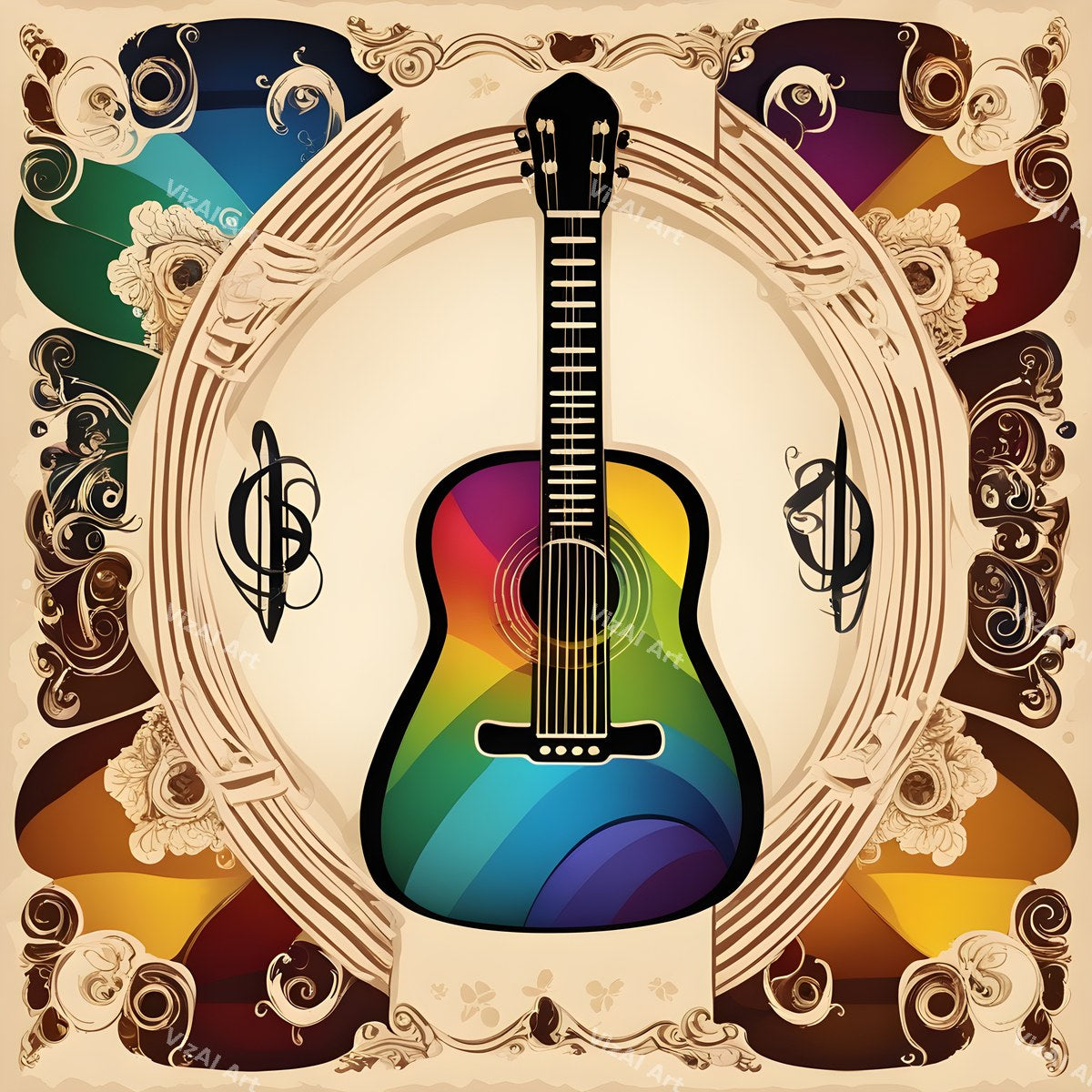 Guitar Frames & Botanicals Art — print 3