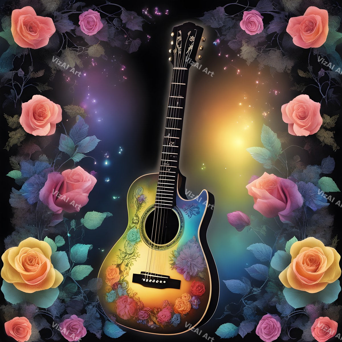 Guitar Frames & Botanicals Art — print 9