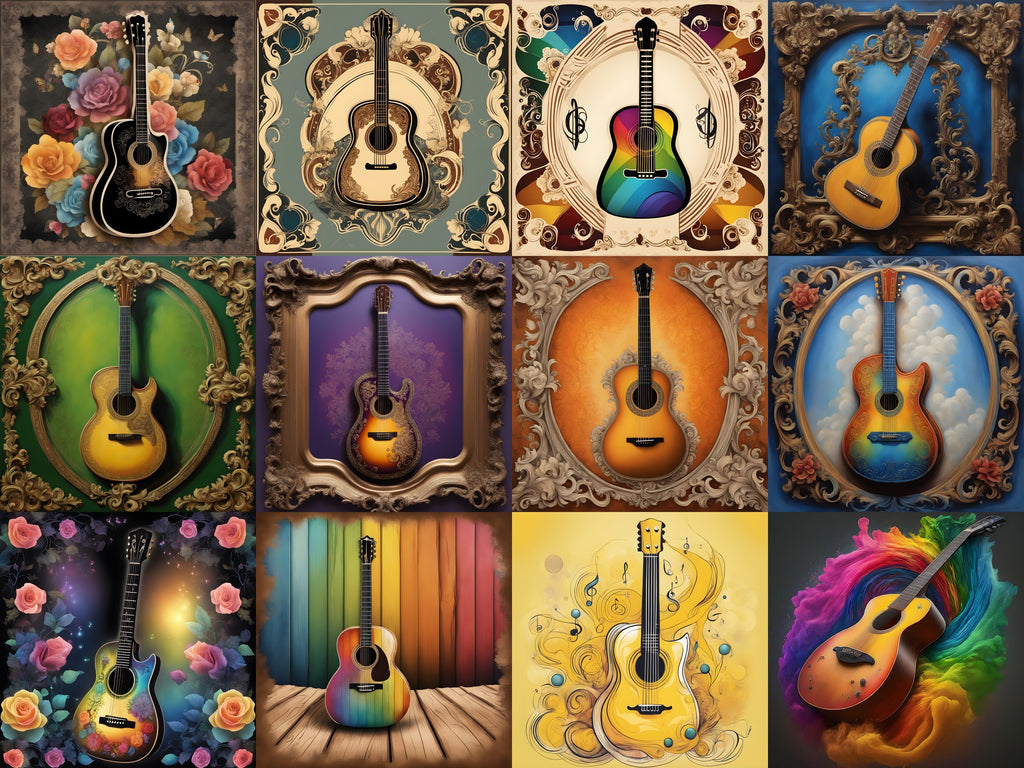 Guitar Frames & Botanicals Art — Choose Your Print