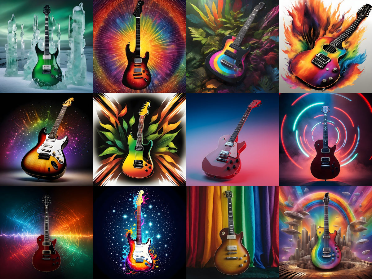 Electric Guitar Music Art — 12 Printable Prints