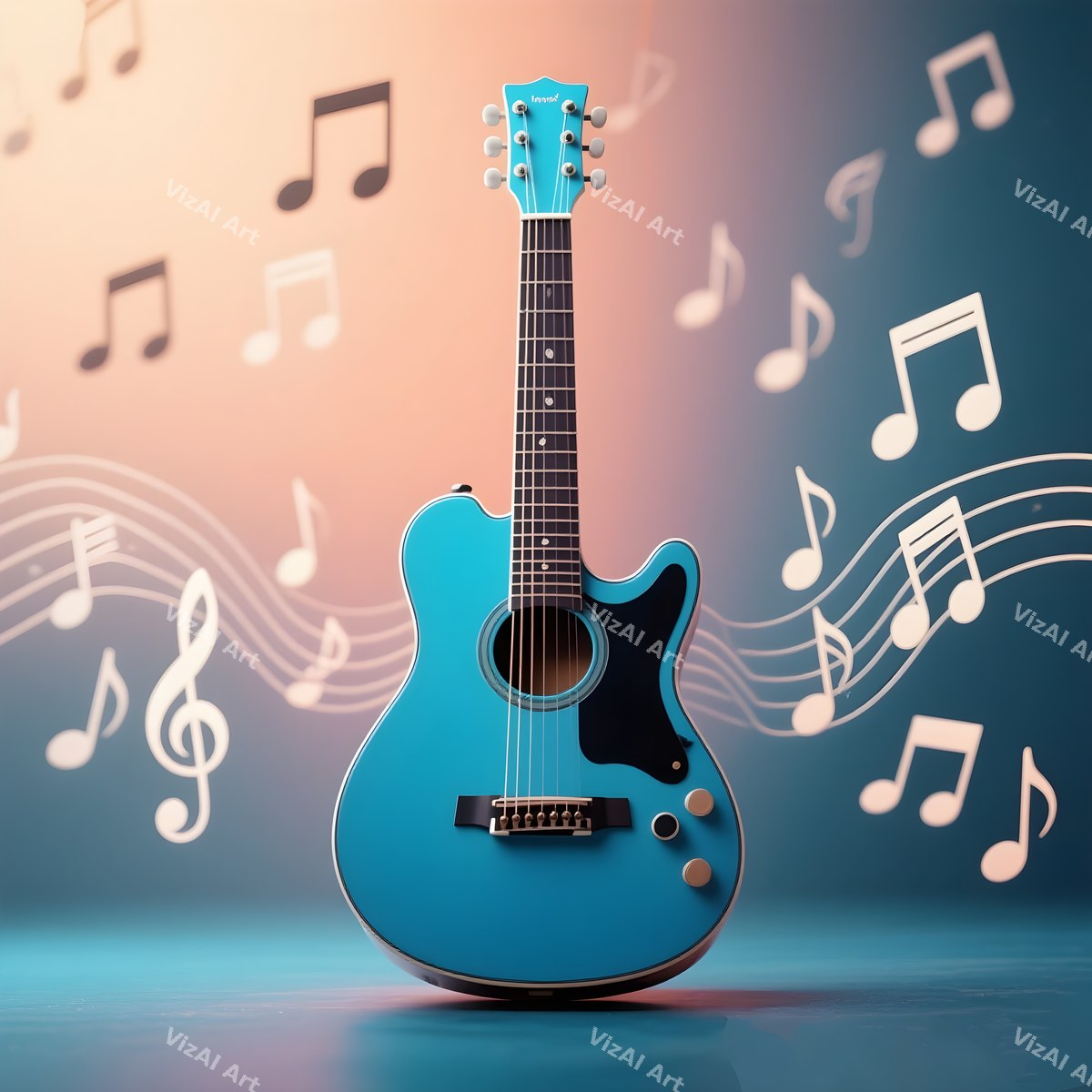 Guitar & Music Notes Art — print 2