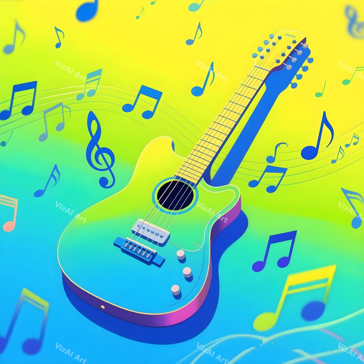 Guitar & Music Notes Art — print 3