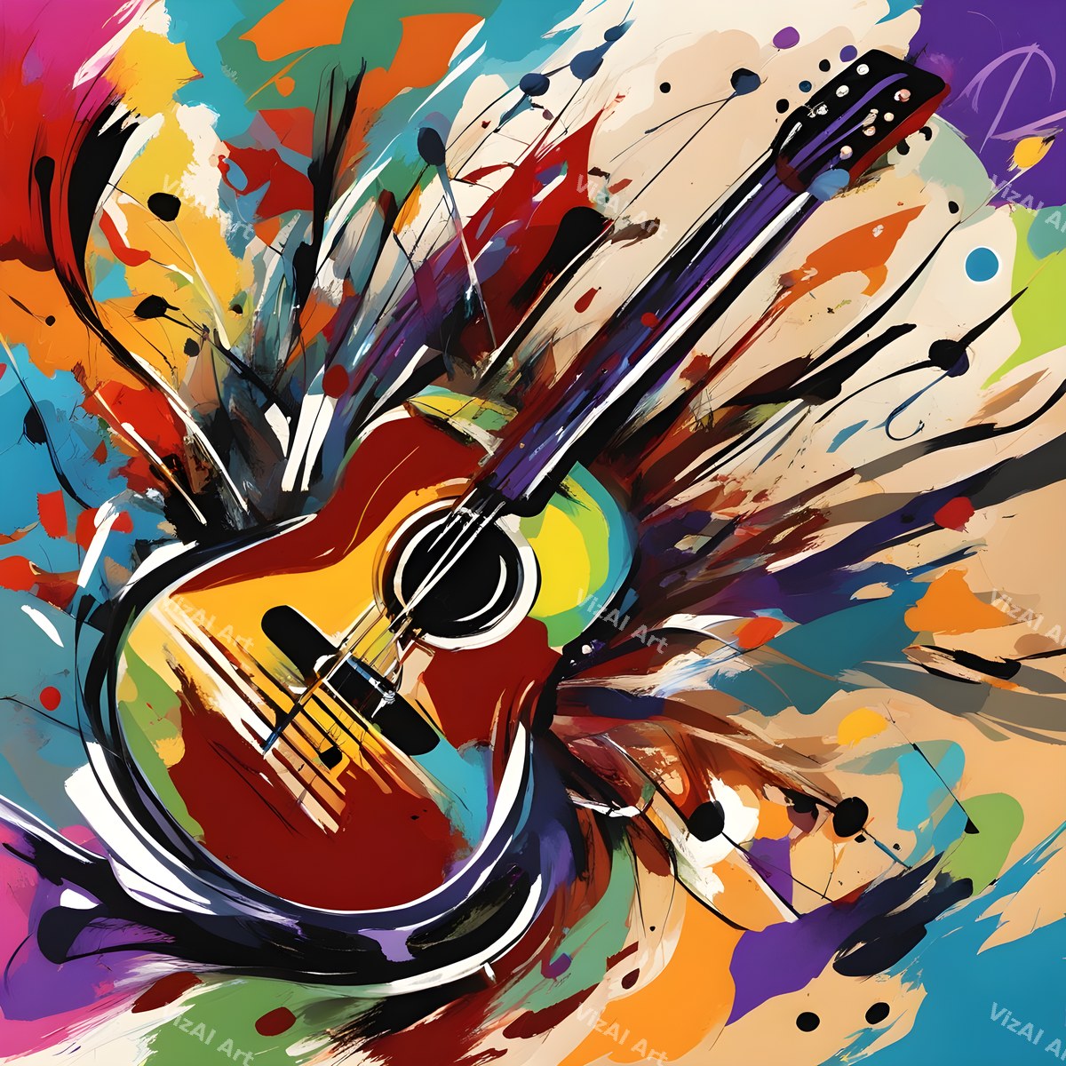 Guitar & Music Notes Art — print 9