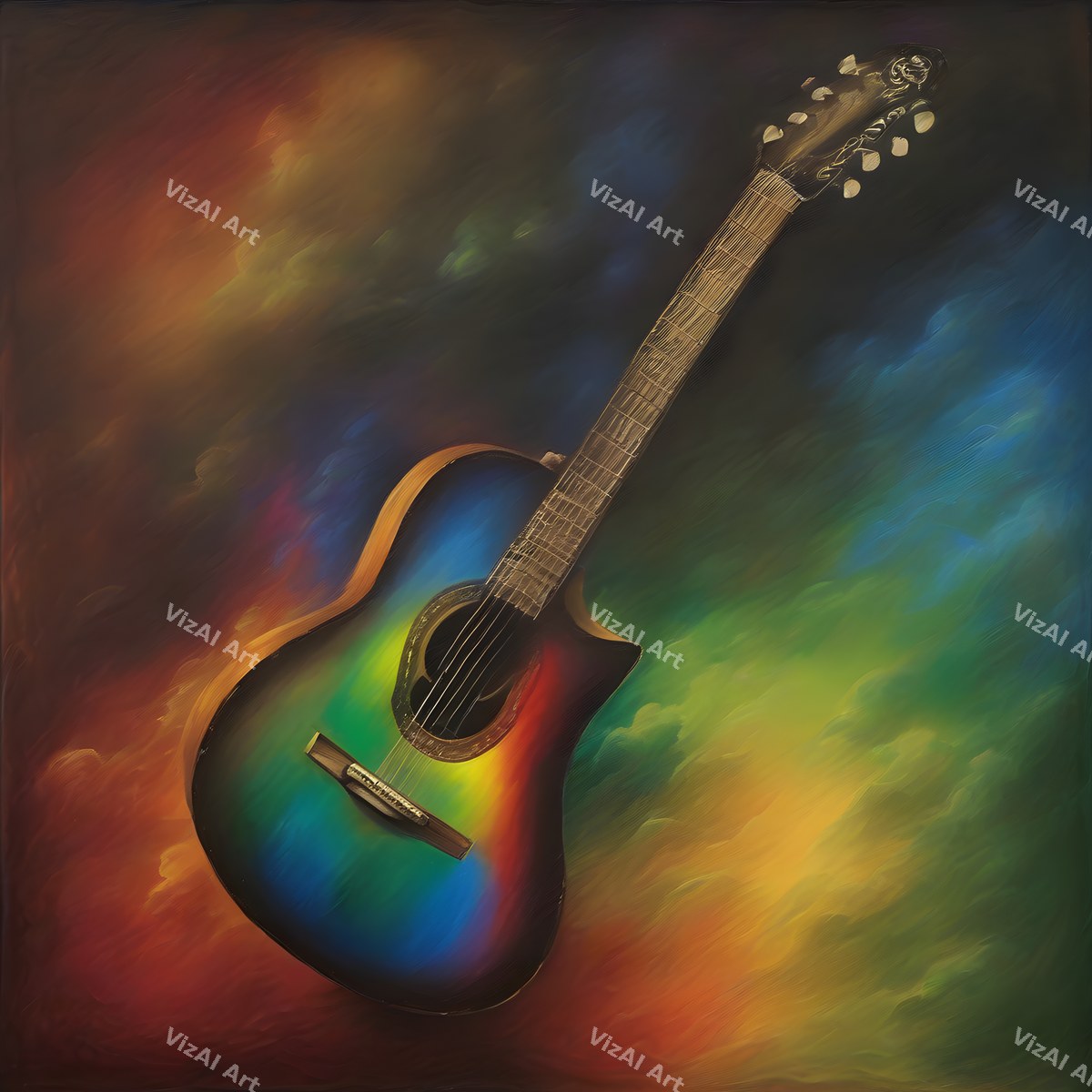Acoustic Guitar in Colour Art — print 1