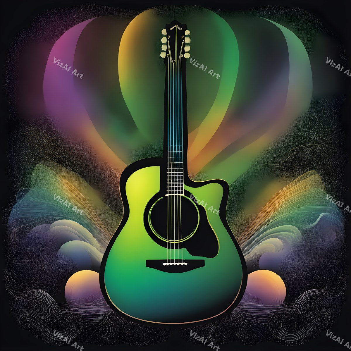 Acoustic Guitar in Colour Art — print 3