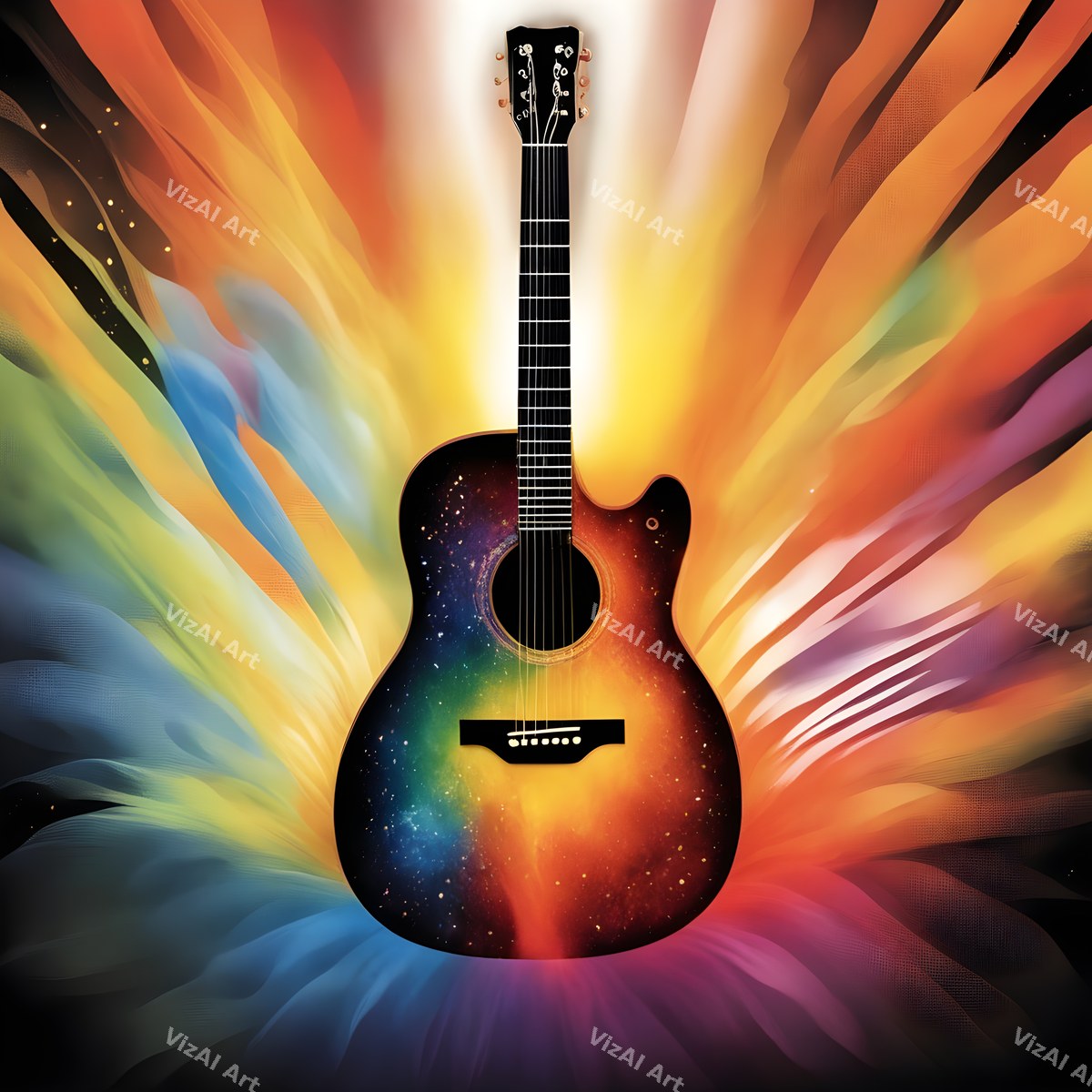 Acoustic Guitar in Colour Art — print 4