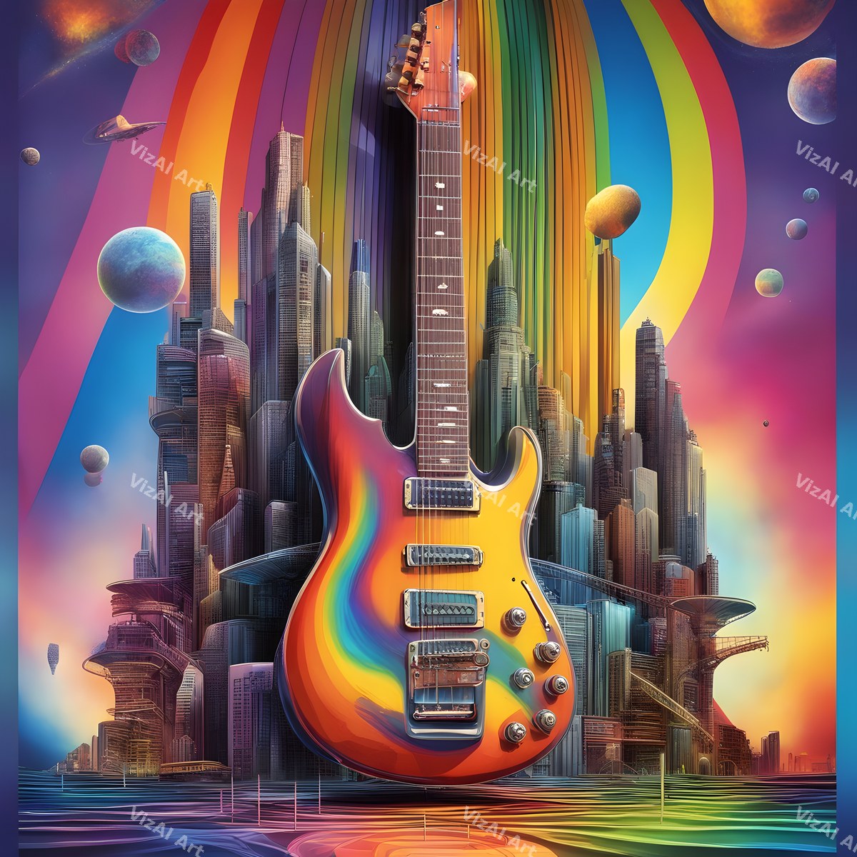 Acoustic Guitar in Colour Art — print 7
