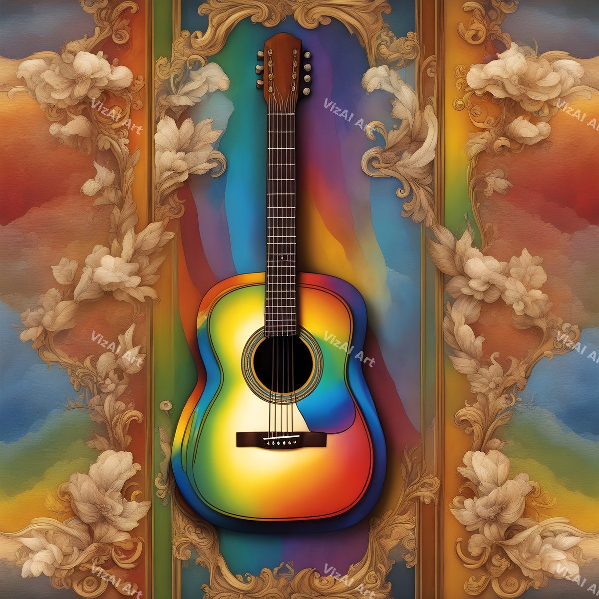 Acoustic Guitar in Colour Art — print 8