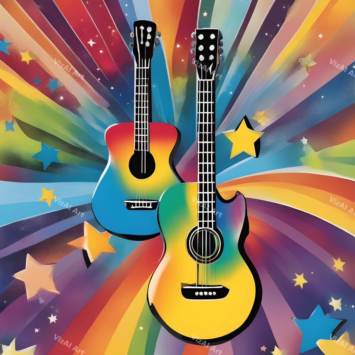 Acoustic Guitar in Colour Art — print 10