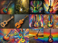Acoustic Guitar in Colour Art — 12 Printable Prints