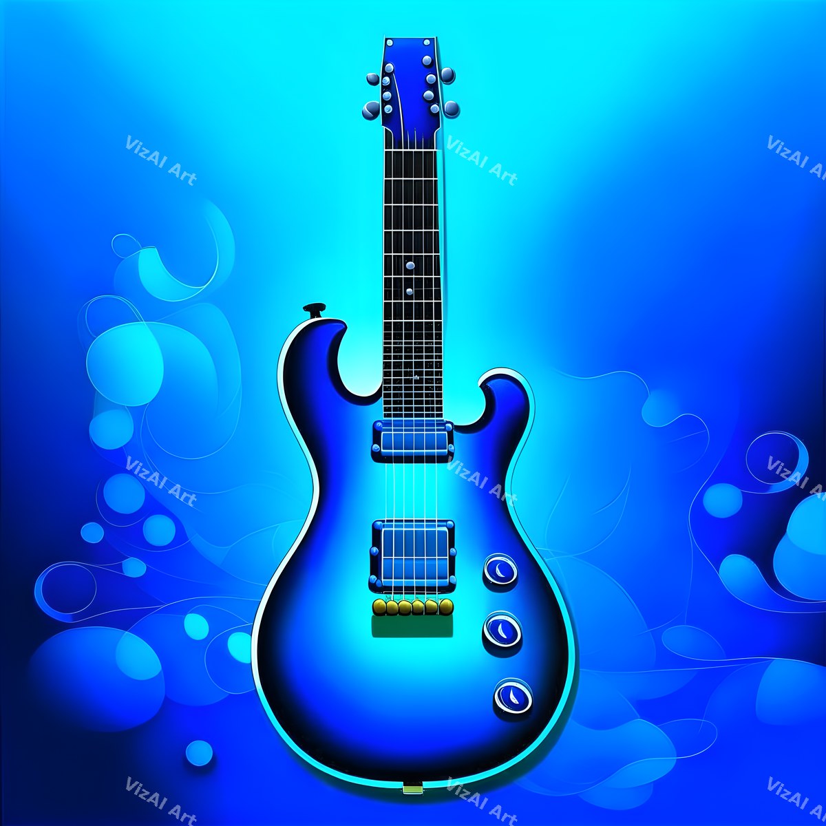 Colour Block Electric Guitar Art — print 10