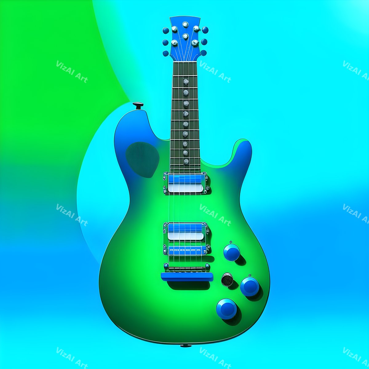 Colour Block Electric Guitar Art — print 11