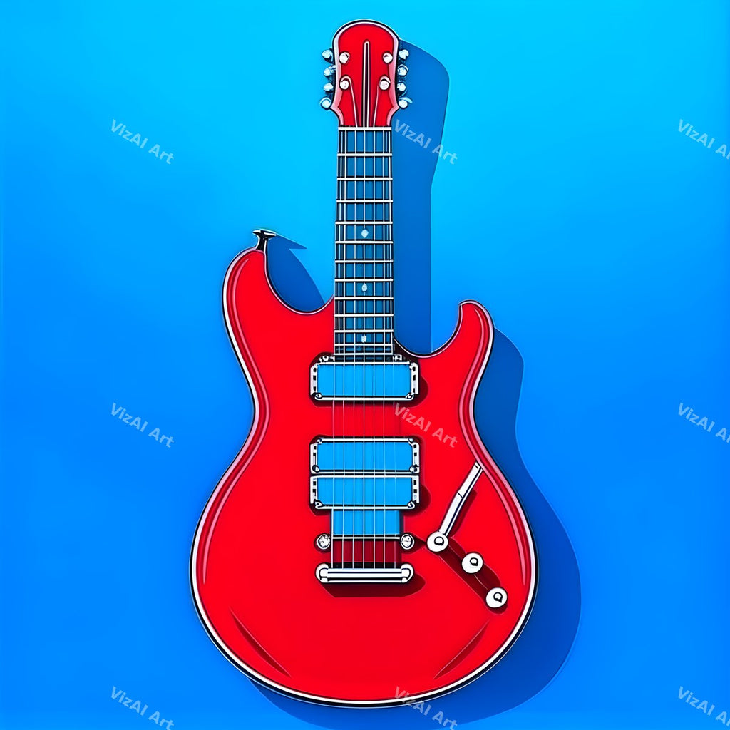 Colour Block Electric Guitar Art — print 12
