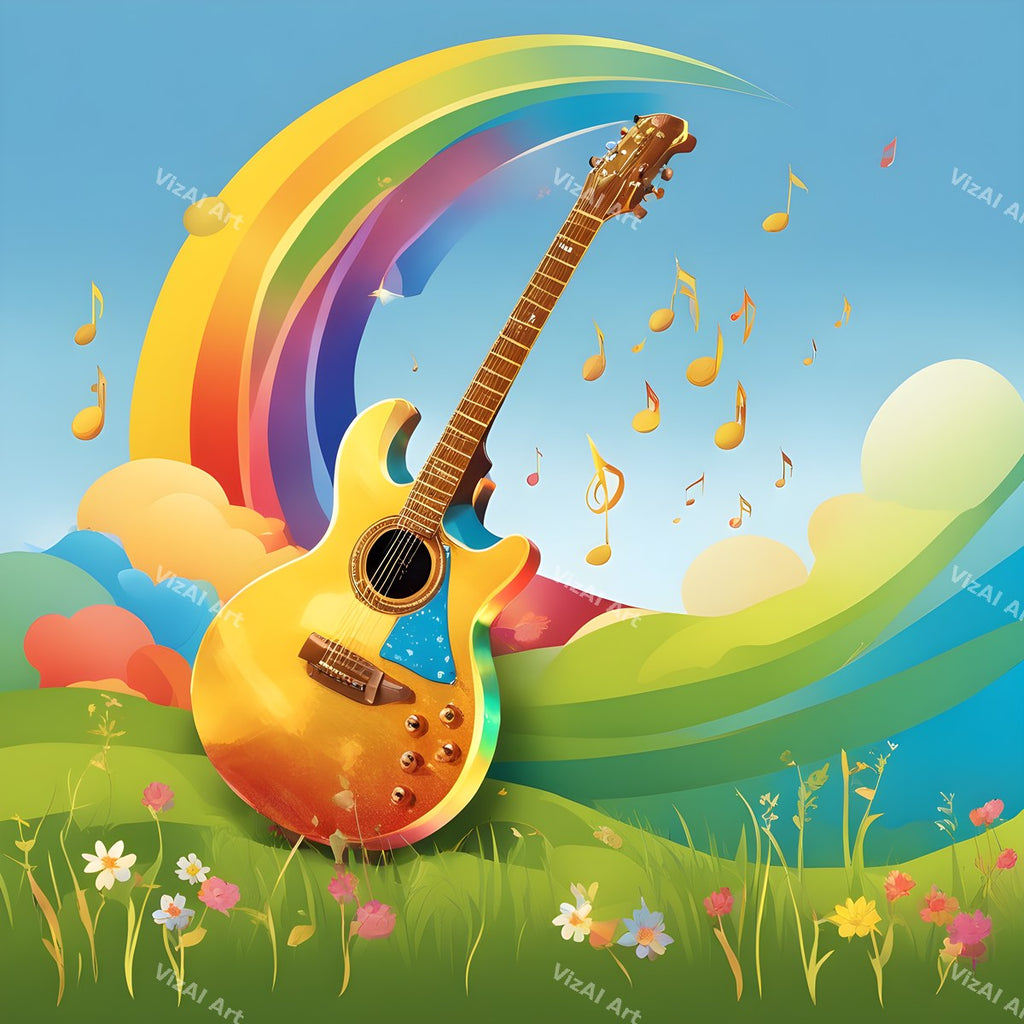 Hearts & Blooms Guitar Art — print 1