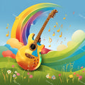 Hearts & Blooms Guitar Art — print 1