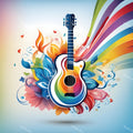 Rainbow Paint Splash Guitar Art — print 1