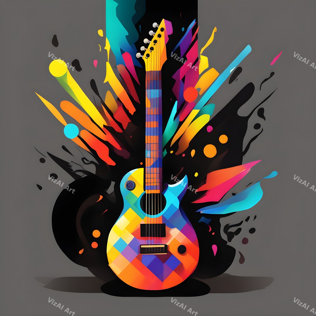Rainbow Paint Splash Guitar Art — print 2