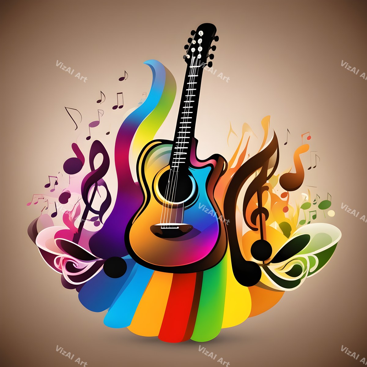 Rainbow Paint Splash Guitar Art — print 3