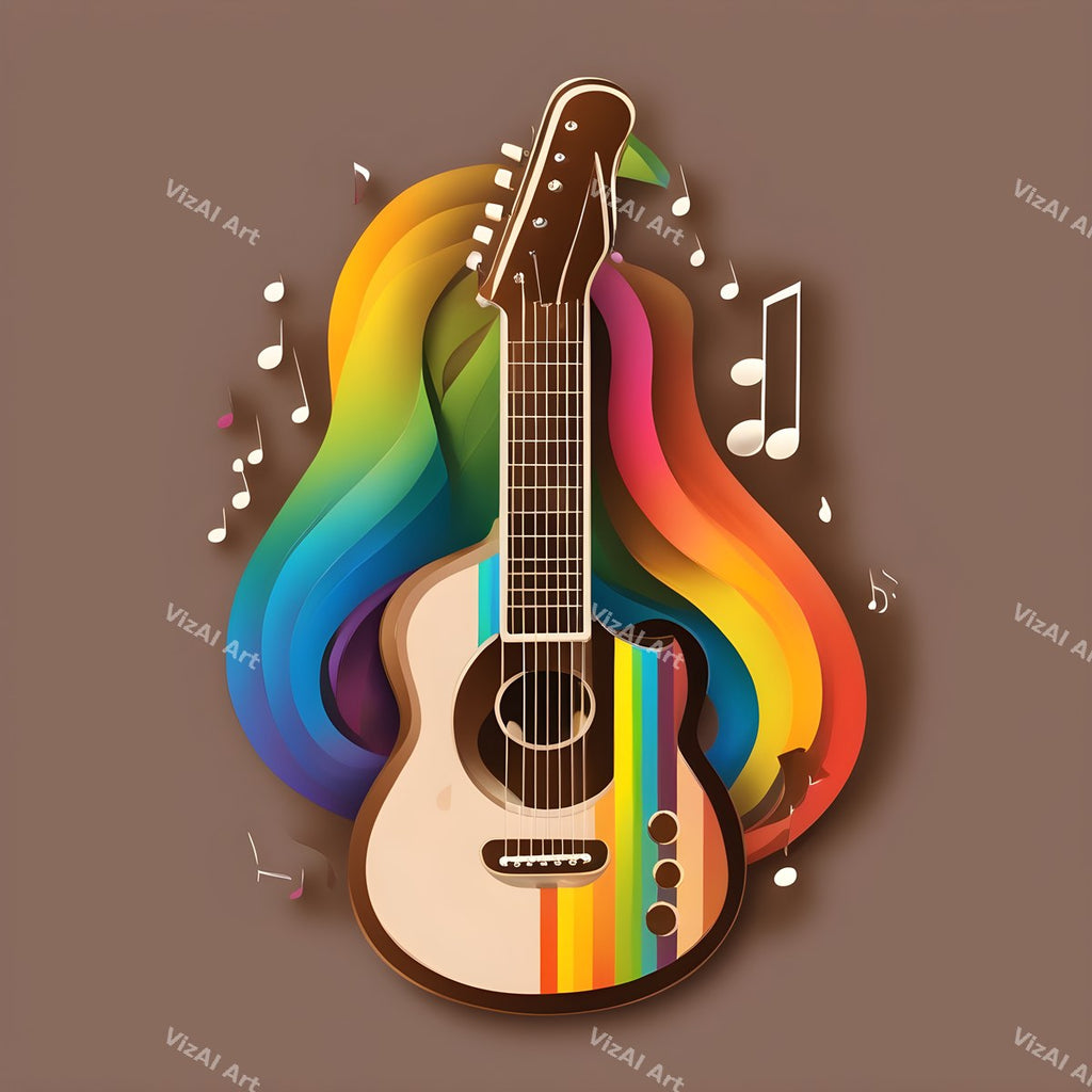 Rainbow Paint Splash Guitar Art — print 4
