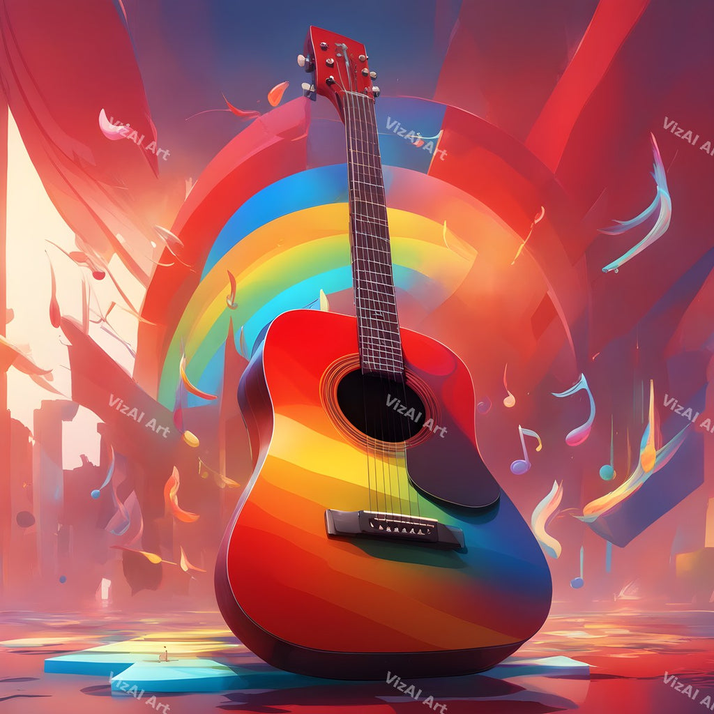 Rainbow Paint Splash Guitar Art — print 5