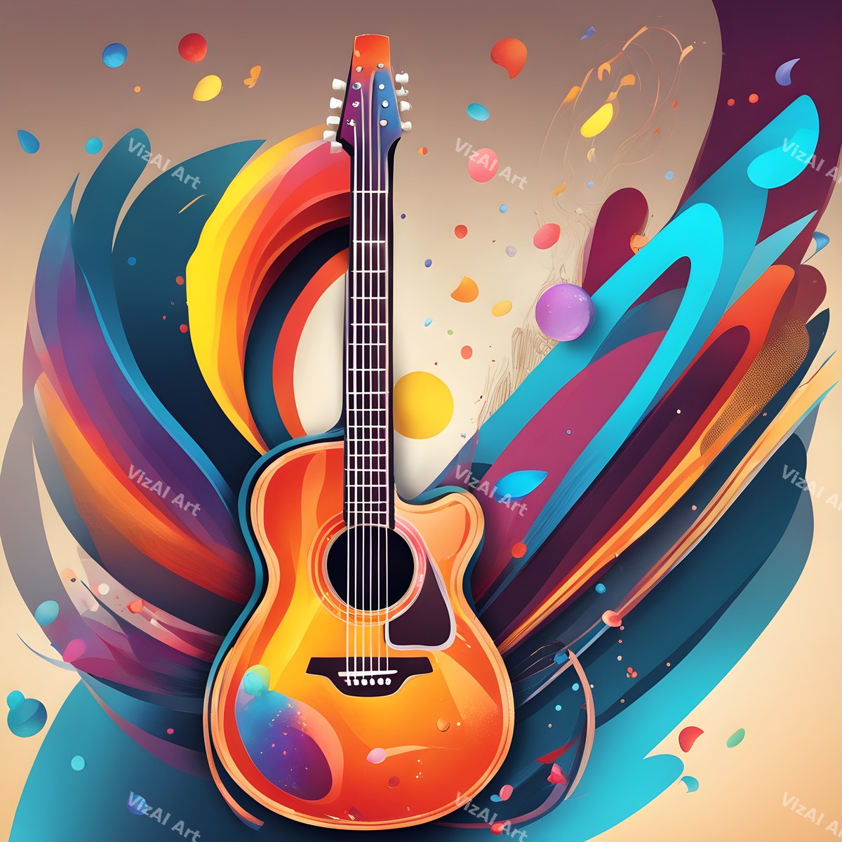 Rainbow Paint Splash Guitar Art — print 7