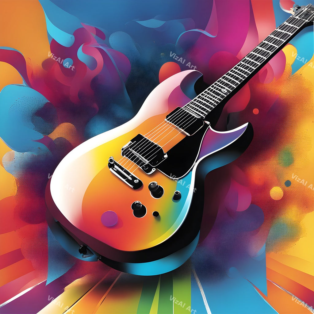 Rainbow Paint Splash Guitar Art — print 8