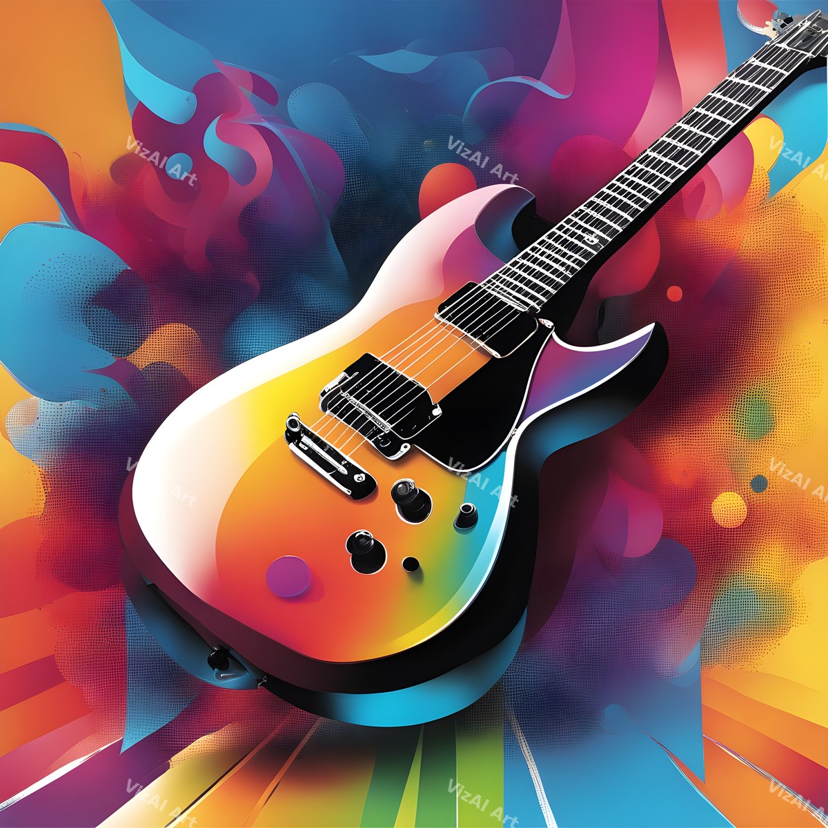 Rainbow Paint Splash Guitar Art — print 8
