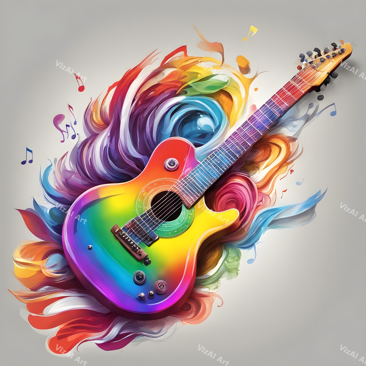 Rainbow Paint Splash Guitar Art — print 9