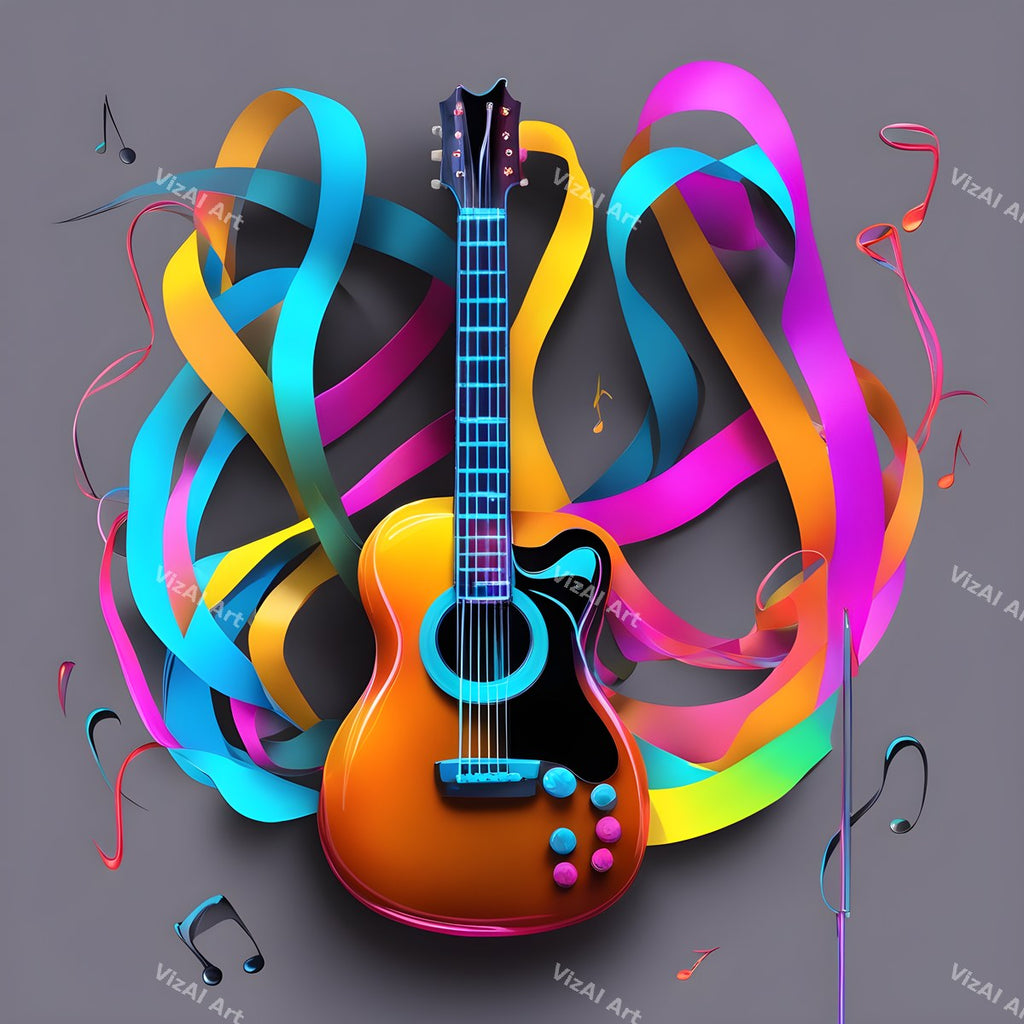 Rainbow Paint Splash Guitar Art — print 10