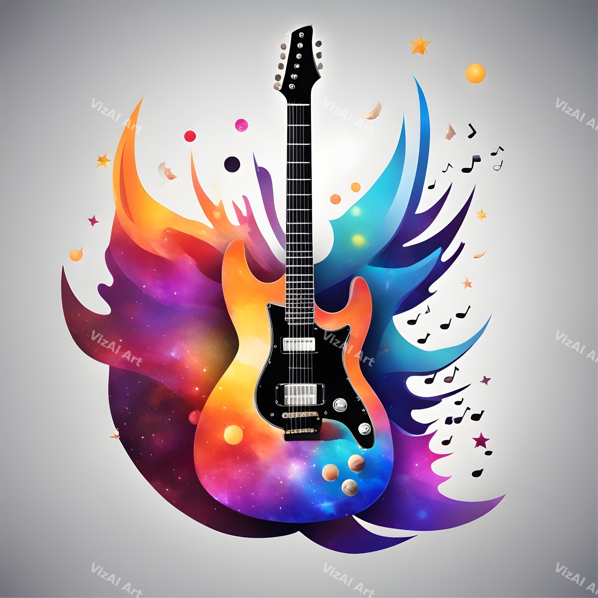 Rainbow Paint Splash Guitar Art — print 11