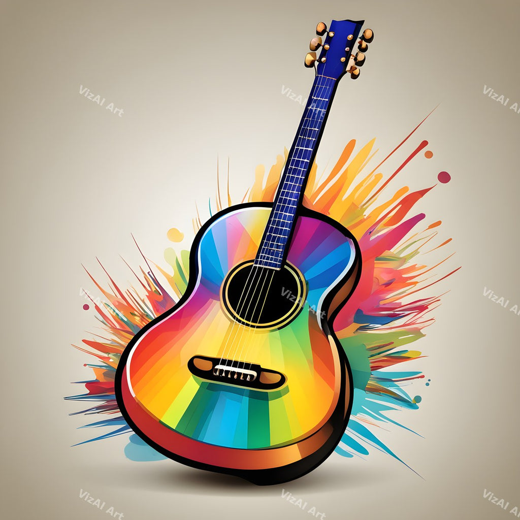 Rainbow Paint Splash Guitar Art — print 12