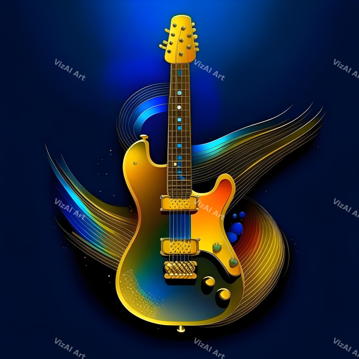 Shadow & Gold Guitar Art — print 4