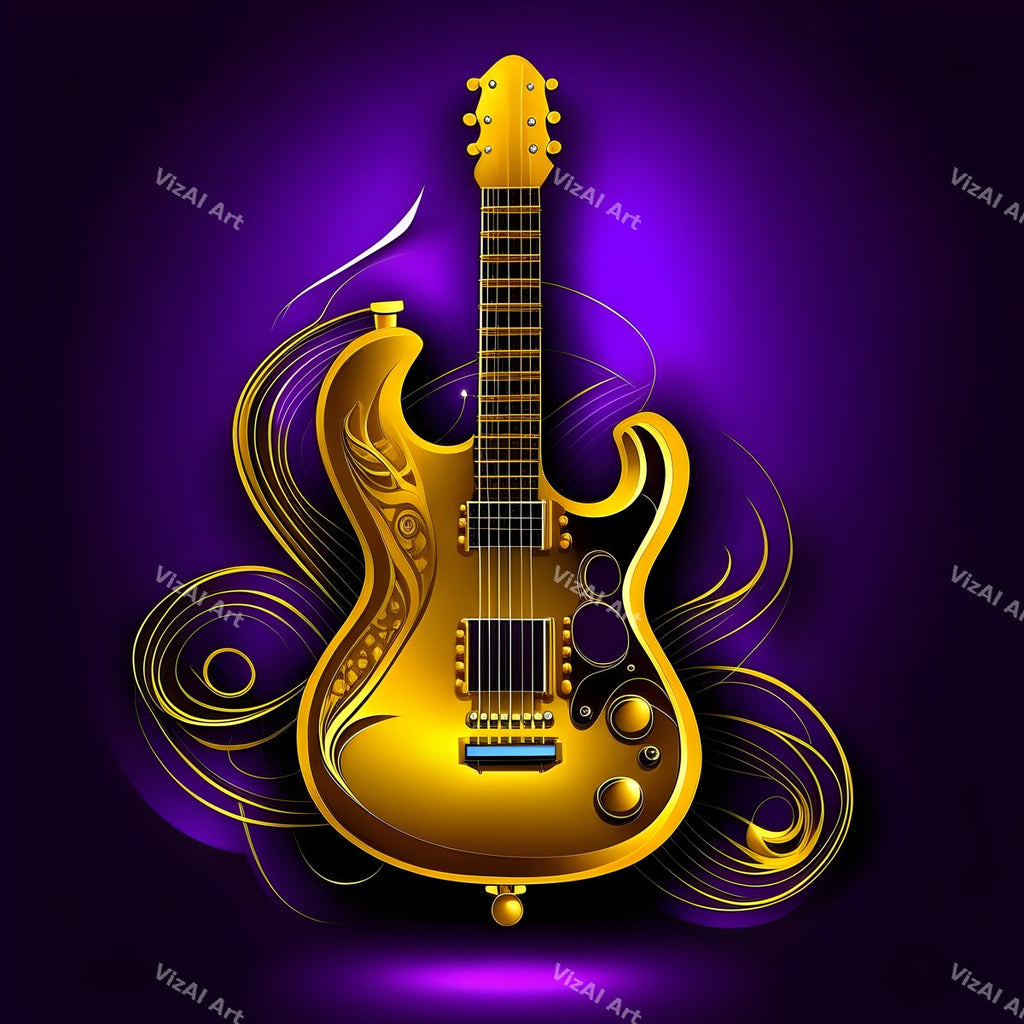 Shadow & Gold Guitar Art — print 5